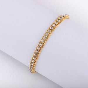 Bracelet ~ Gold ~ Clear Austrian Crystals ~  8" ~ For Her